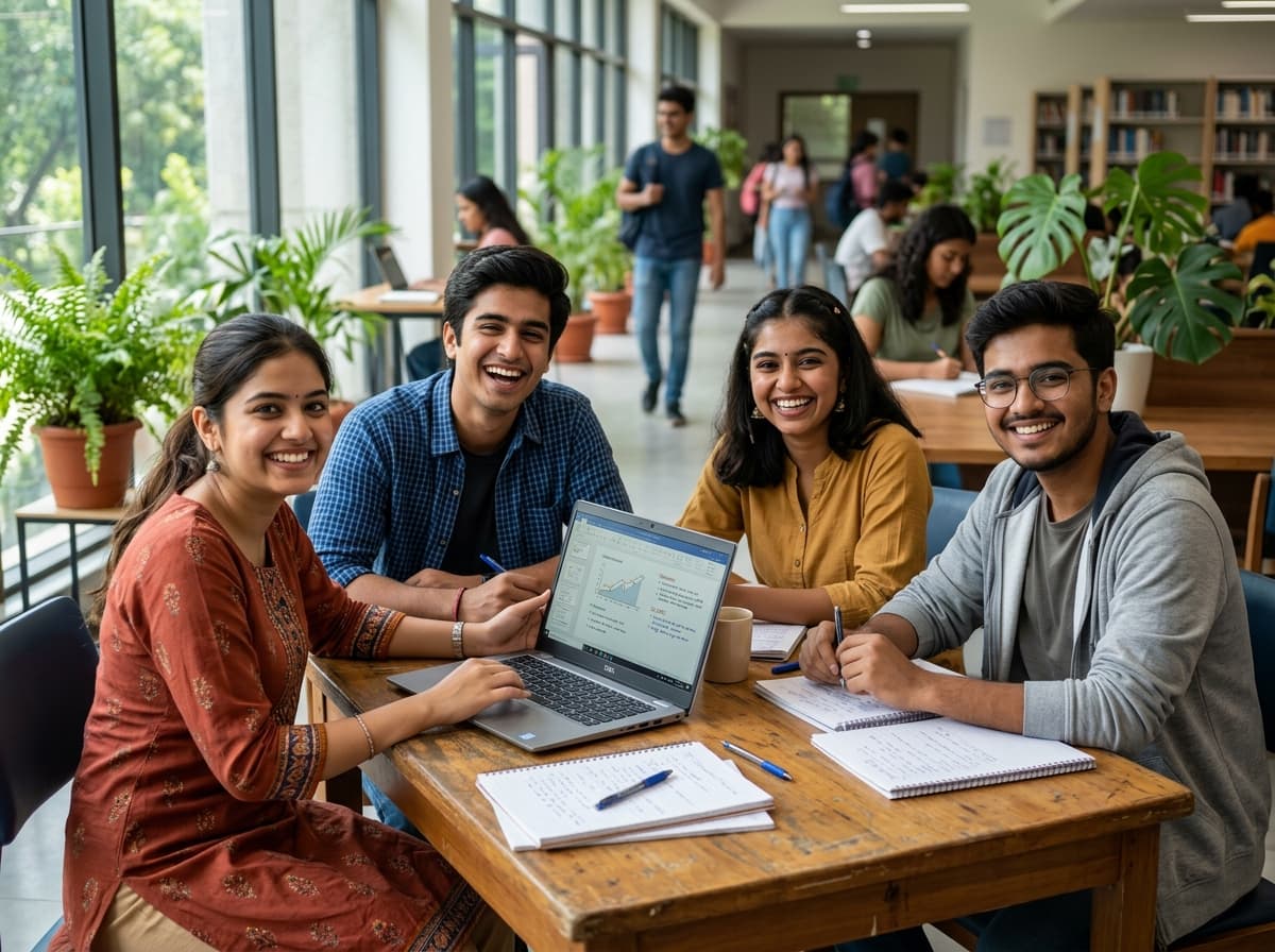 Indian students collaborating and learning together at Techva Educational Institute